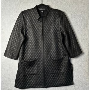 NYCC‎ New York Clothing Co. Jacket Womens XL Black Embossed Long Open Jacket